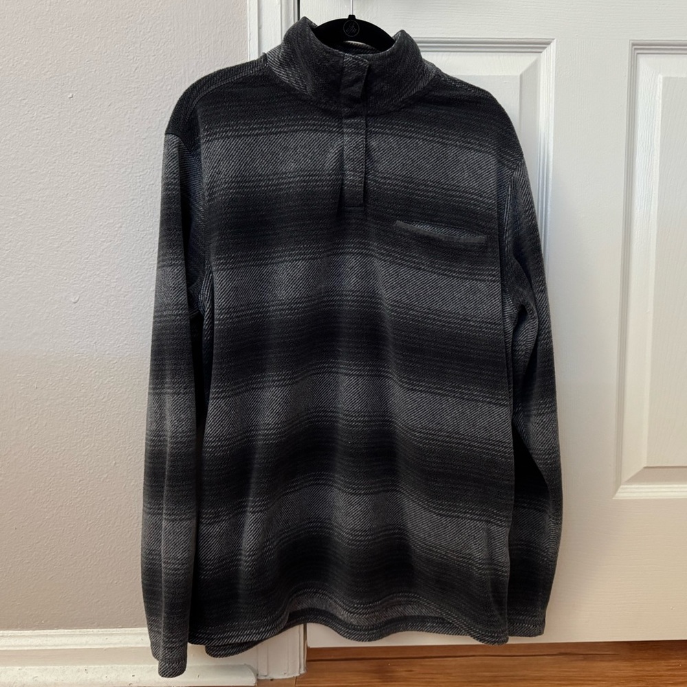 Dakota Grizzly Axle Double Brushed Arctic Fleece M Black Gray Blanket Stripe